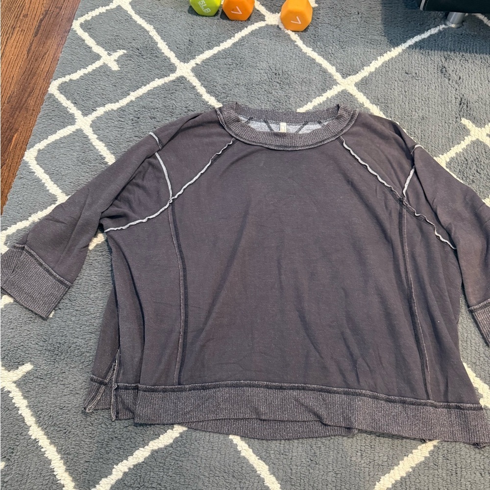 Free People Sun Seeker Sweatshirt Gray - Picture 2 of 8